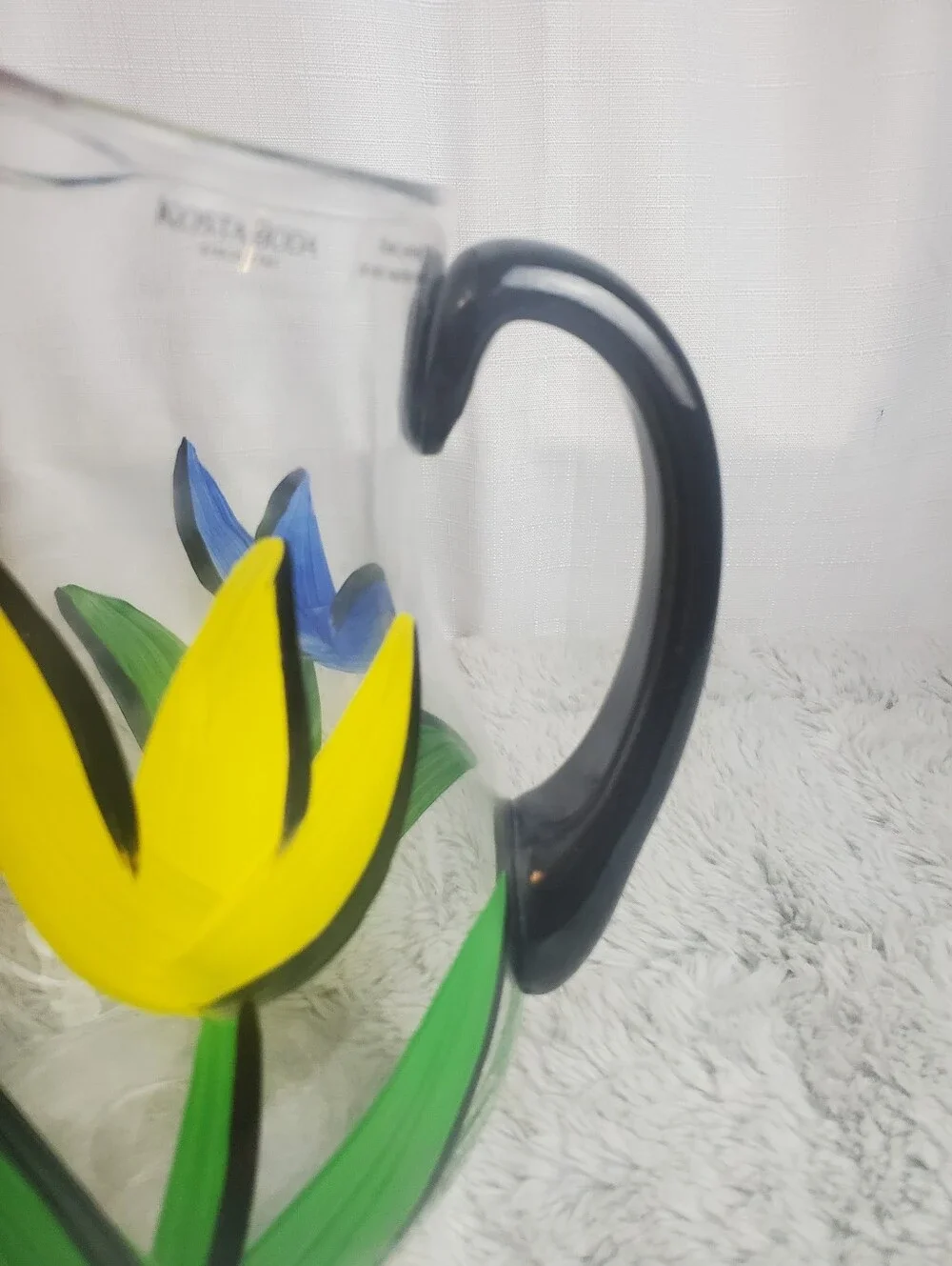 VTG Kosta Boda Ulrica Hydman-Vallien Art Glass 'Tulipa' Pitcher EUC Orig Sticker